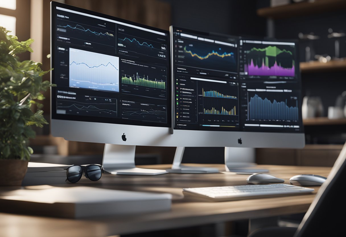 A computer screen displaying various graphs and charts related to Shopify product analytics