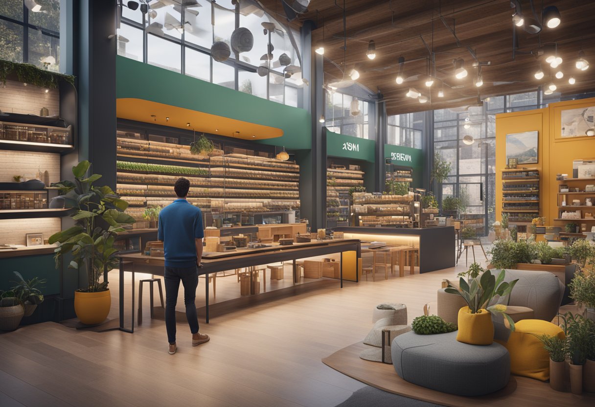 A vibrant array of digital marketing tools and strategies surround the Shopify platform, drawing in a diverse and engaged audience