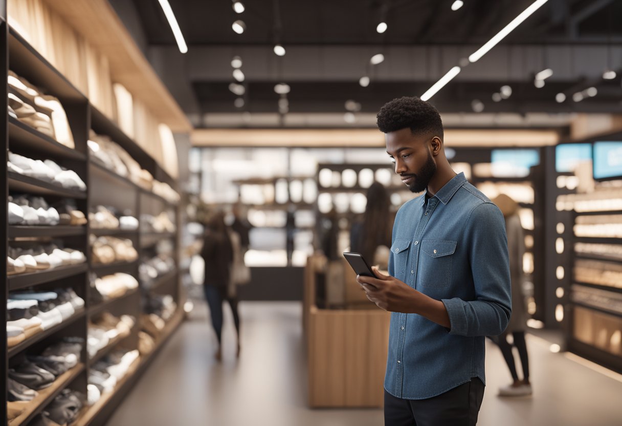 A person using a smartphone to browse a visually appealing and easy-to-navigate Shopify store on a mobile device