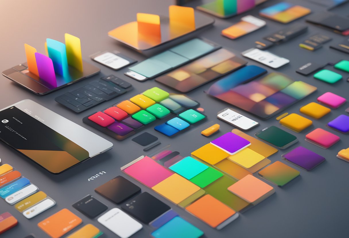 A sleek and modern Shopify interface with a color palette tool open, showcasing a variety of vibrant and complementary colors for user customization