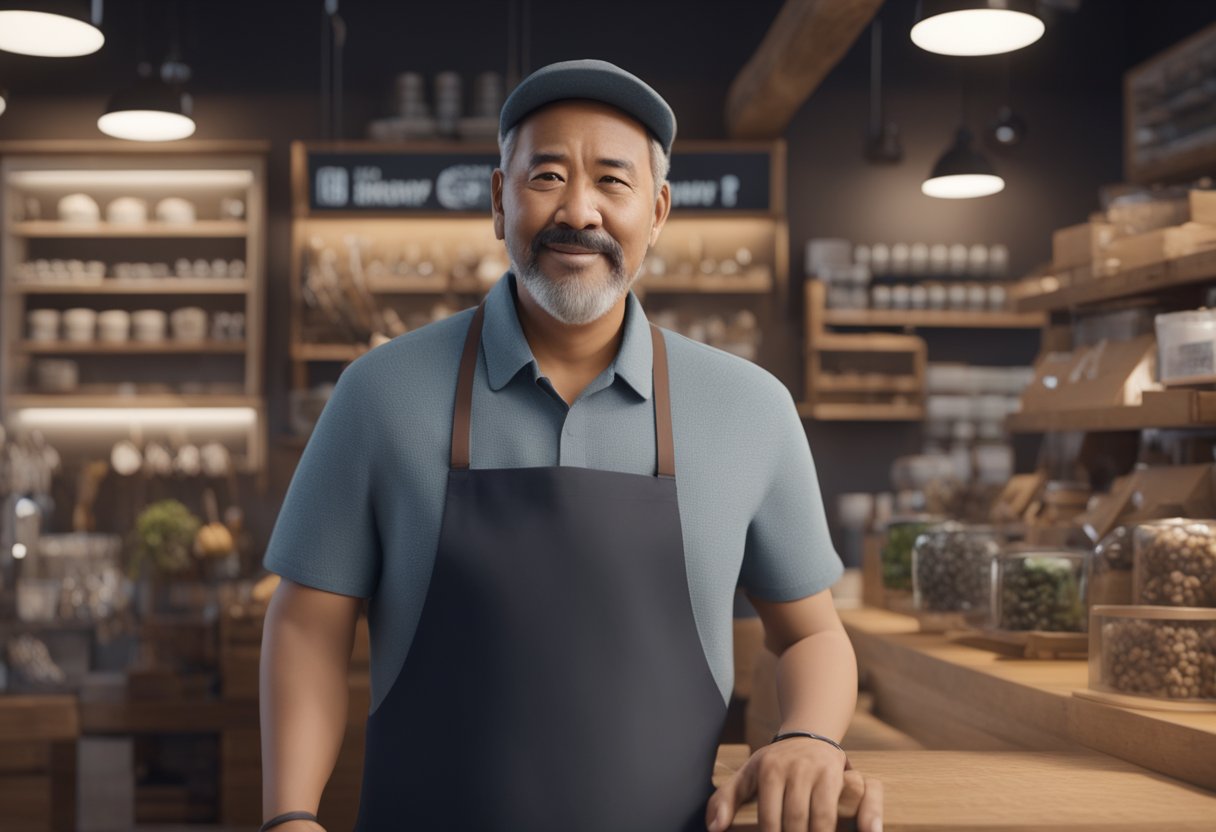 A shop owner with hearing impairment uses visual cues and gestures to communicate with customers while managing their Shopify store