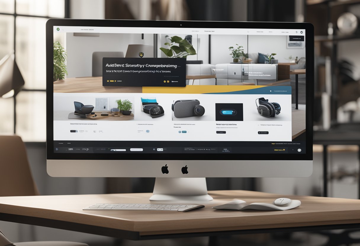 A computer screen with a Shopify store interface, featuring accessible design elements and options for ADA compliance
