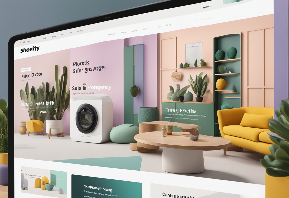 A colorful and visually appealing Shopify homepage layout with clear call-to-action buttons and engaging product images