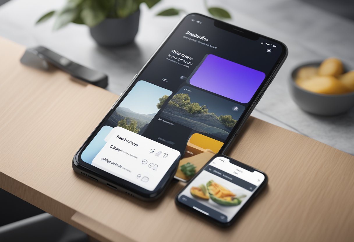 A mobile screen displaying a sleek and user-friendly interface with vibrant product images, intuitive navigation, and seamless checkout process