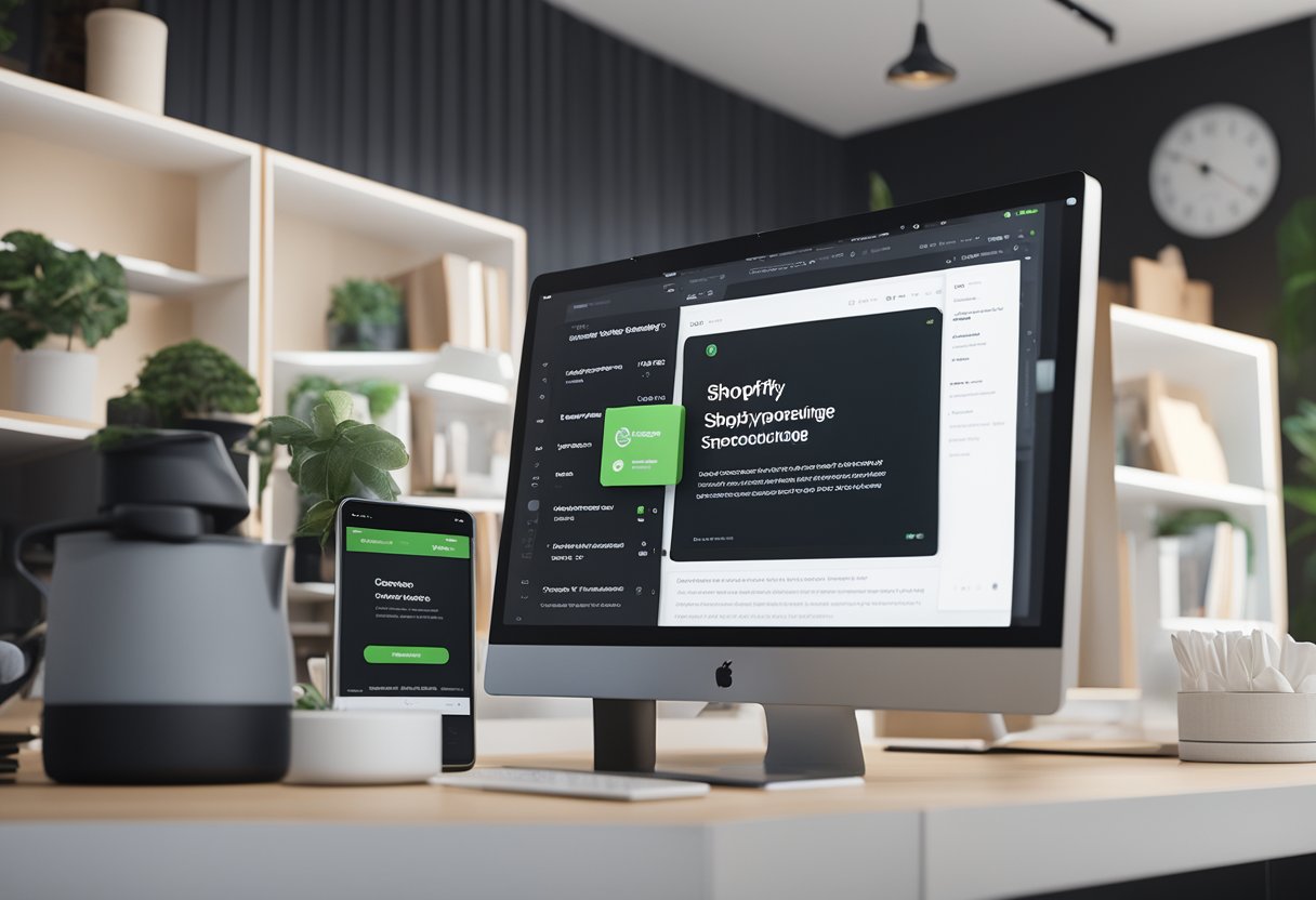 A computer screen displaying Shopify's text-to-speech feature with various accessibility and personalization options