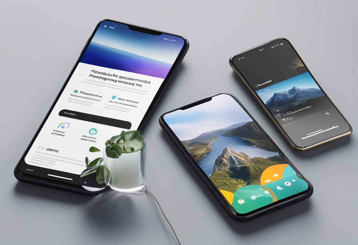 A mobile device displaying a website with a fluid grid layout and flexible images, adjusting seamlessly as the screen size changes