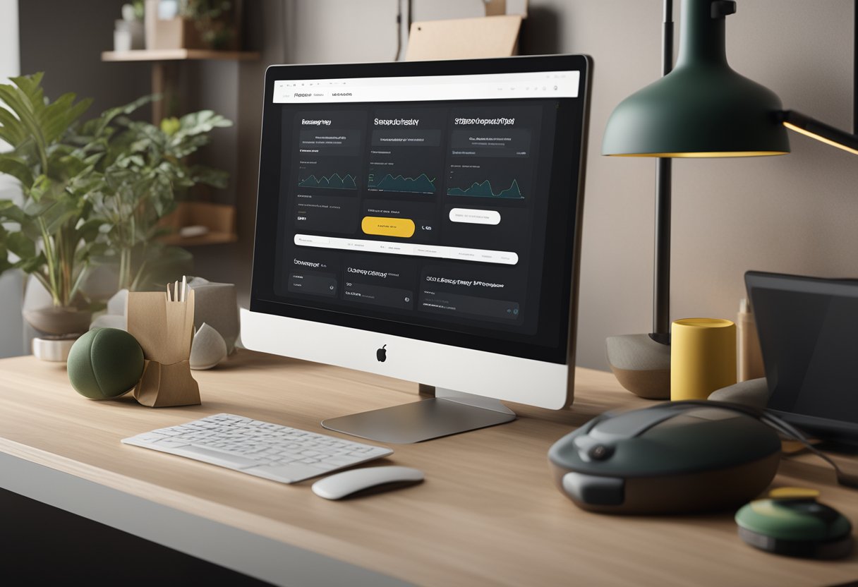 A computer screen displaying a sleek and user-friendly Shopify interface, with various products and a seamless checkout process