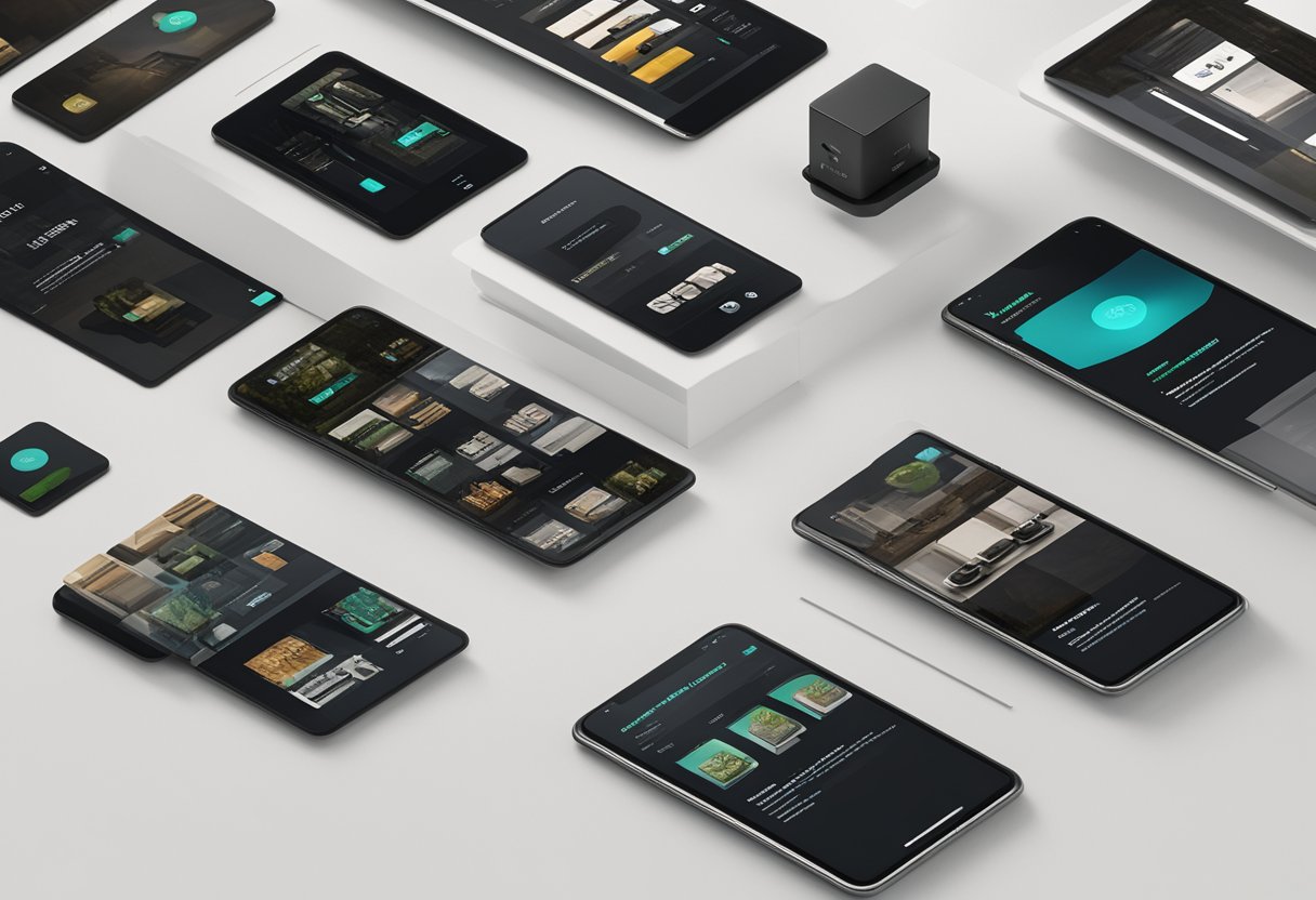 A bustling online marketplace with various products displayed on a sleek, modern website. The typography is clean and professional, enhancing the shopping experience
