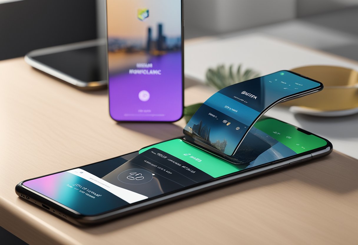 A smartphone displaying a sleek and user-friendly Shopify mobile app interface, with vibrant product images and intuitive navigation