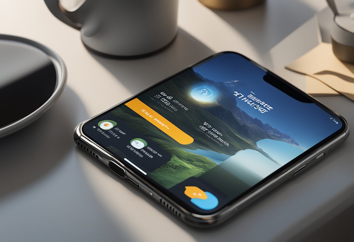 A mobile screen with a sleek and modern interface, featuring a seamless navigation system and visually appealing product images