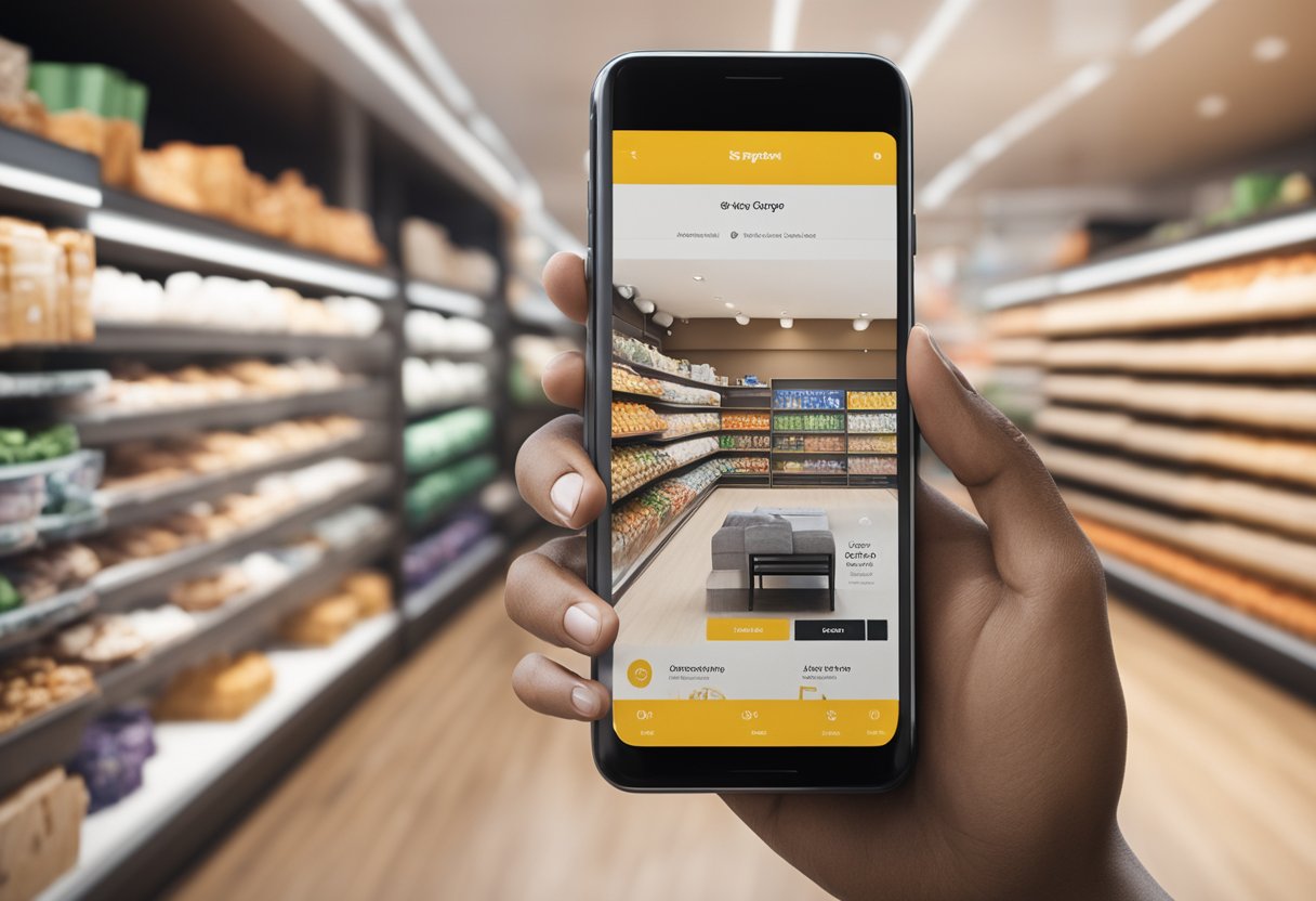 A shopper effortlessly navigates a mobile app, adding items to their cart with ease. The interface is visually appealing and intuitive, leading to a seamless shopping experience