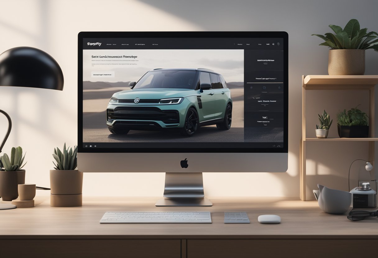 A computer screen displaying a fully customized Shopify store with various products, sleek design, and seamless navigation