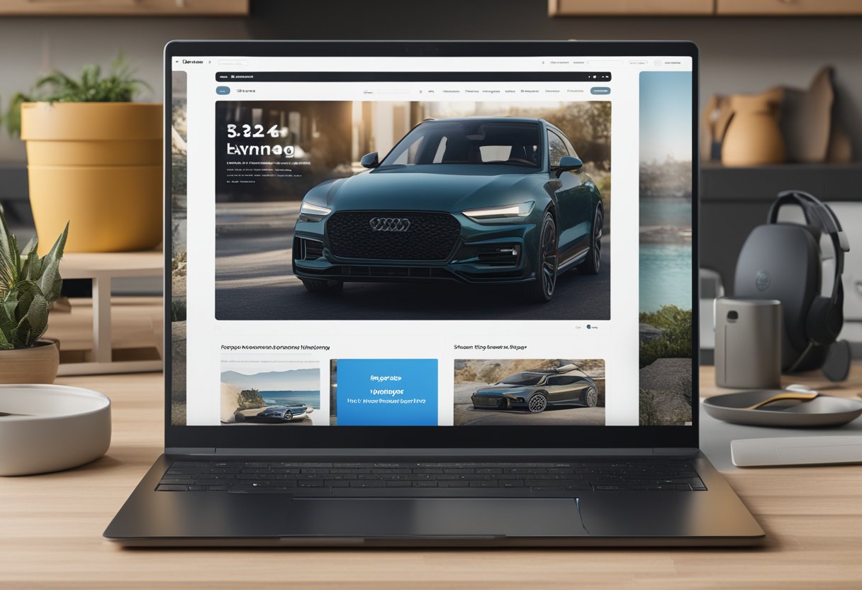 A laptop displaying a customized Shopify homepage with various product images and personalized recommendations