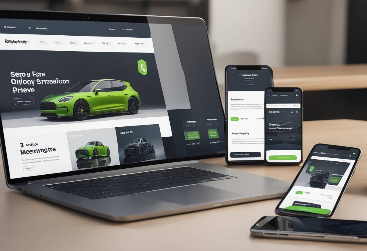 A laptop, tablet, and smartphone display a Shopify website with optimized navigation menus