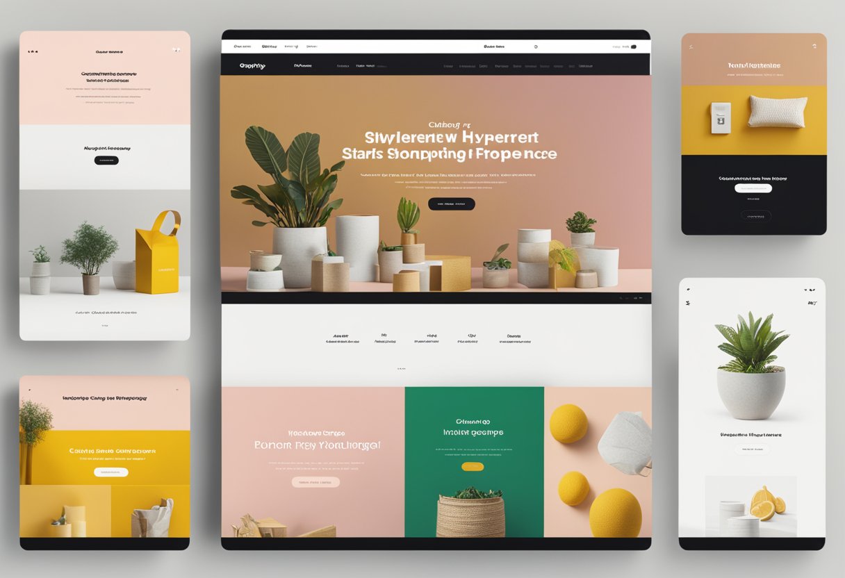 A clean and modern Shopify website interface with vibrant colors and clear product images, showcasing a seamless and user-friendly shopping experience