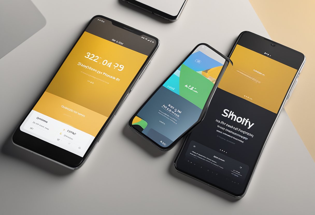 A smartphone displaying a sleek and modern Shopify theme with advanced features, showcasing a seamless and user-friendly mobile design